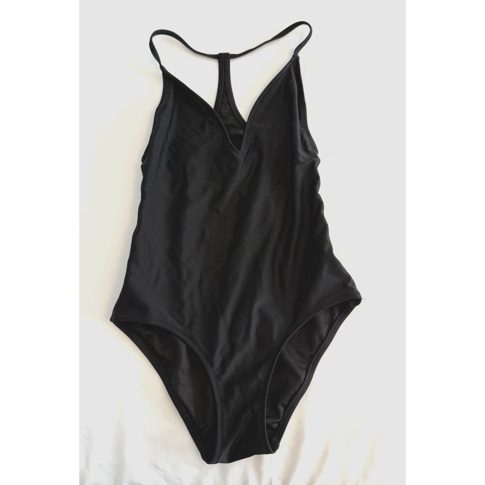 Express Womens One-Piece Swimsuit Cutout Racer Back Black‎ Size Small V-Neck